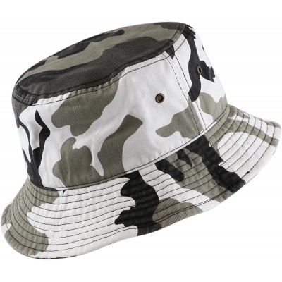 Bucket Hats Unisex 100% Cotton Packable Summer Travel Bucket Beach Sun Hat - City Camouflage - CF125W1EVKN $9.74