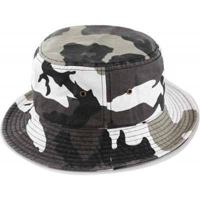 Bucket Hats Unisex 100% Cotton Packable Summer Travel Bucket Beach Sun Hat - City Camouflage - CF125W1EVKN $9.74