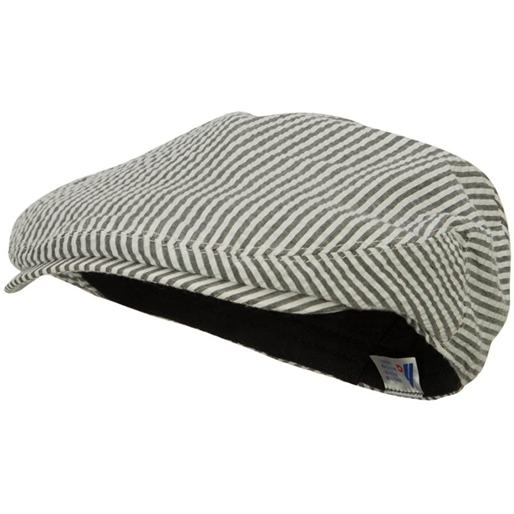 Newsboy Caps Men's Seersucker Ivy Cap - Black - CC11YAJFU35 $22.00