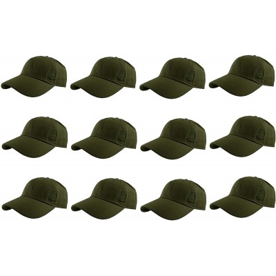 Baseball Caps Baseball Caps 100% Cotton Plain Blank Adjustable Size Wholesale LOT 12 Pack - Army Green - CP1827DTIWQ $71.90