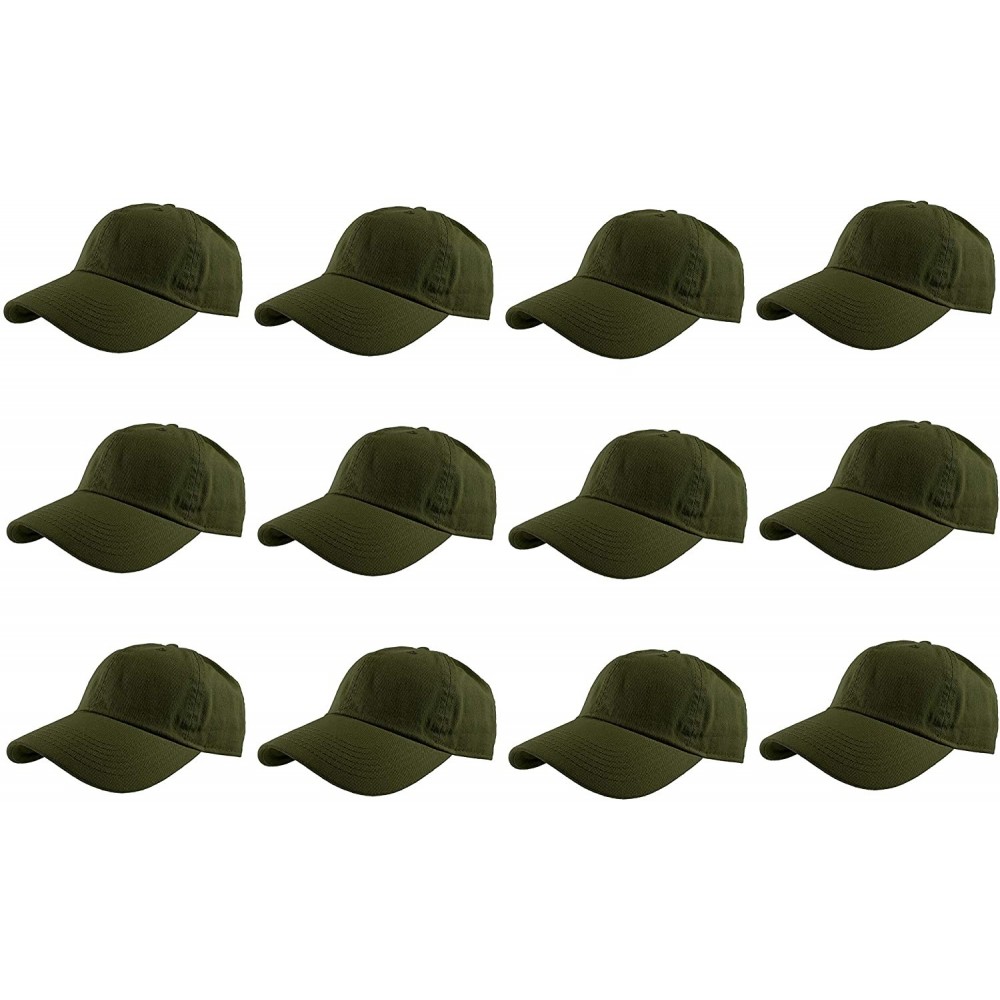 Baseball Caps Baseball Caps 100% Cotton Plain Blank Adjustable Size Wholesale LOT 12 Pack - Army Green - CP1827DTIWQ $26.66