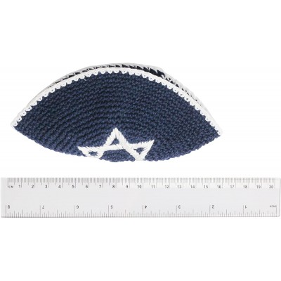 Skullies & Beanies Star of David Jewish KippahHatFor Men & Kids with Clip Beautifully Knitted - Dark Blue & White - CS1880CIE...