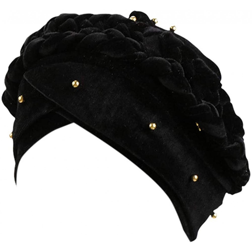 Skullies & Beanies Velvet Muslim Stretch Sleeping - Black - CD18SZ7MC6X $7.54