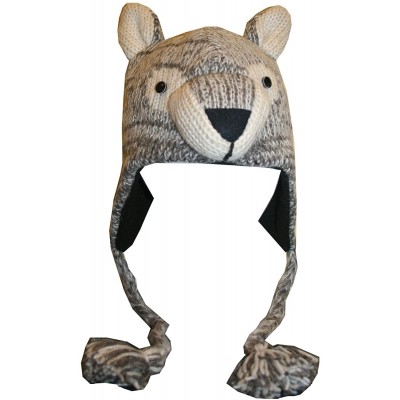 Skullies & Beanies Animal Hat Wool Fleece Lined Trapper Beanie Cap Adult Teenagers - Wolf - CR11HOL7SVJ $23.34