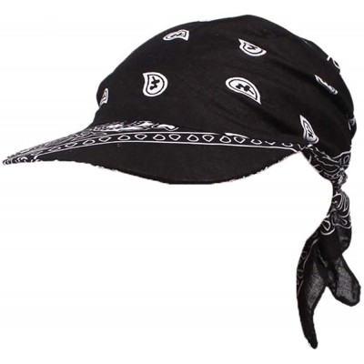 Skullies & Beanies Womens Assorted Paisley Print Bandana Head Scarf Hat Summer Folding Anti-UV Golf Tennis Sun Visor Cap - Bl...