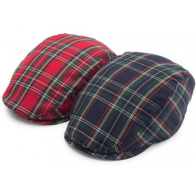 Newsboy Caps Newsboy Cap Beret Men Women Flat Caps Cotton Plaid Hat Outdoors - Blue - CD1870KM6AK $17.22