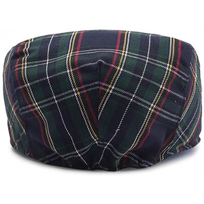 Newsboy Caps Newsboy Cap Beret Men Women Flat Caps Cotton Plaid Hat Outdoors - Blue - CD1870KM6AK $17.22