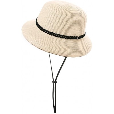 Sun Hats Womens Summer Sun Beach Straw Hats UPF Protective Panama Fedora Outdoor Patio - 00010_gray - CL18TRUXZH3 $21.13