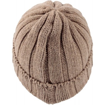 Skullies & Beanies Winter Ribbed Visor Knit Beanie Hat Warm Skully Baseball Cap SLQ1231 - Beige - CN18ZA47DTQ $26.24