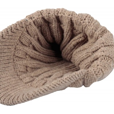 Skullies & Beanies Winter Ribbed Visor Knit Beanie Hat Warm Skully Baseball Cap SLQ1231 - Beige - CN18ZA47DTQ $26.24