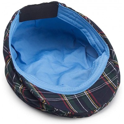 Newsboy Caps Newsboy Cap Beret Men Women Flat Caps Cotton Plaid Hat Outdoors - Blue - CD1870KM6AK $17.22