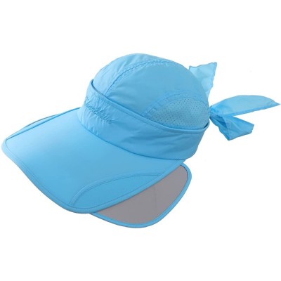 Sun Hats Sun Hats Unisex Summer Hat Outdoor UV Protection Wide Large Brim Cap Beach Visor Empty Top Caps Foldable - Lblue - C...