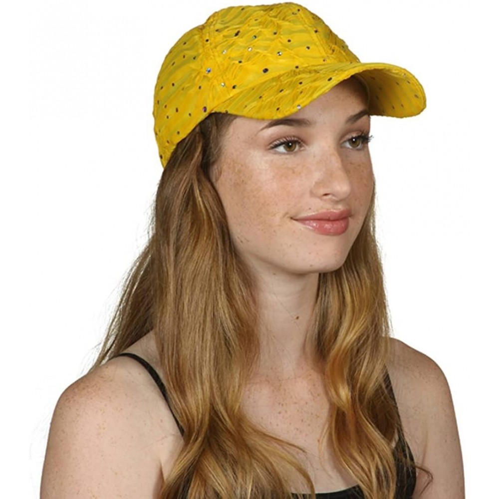 Baseball Caps Womens Sequin Trim Baseball Cap - Yellow - CO11THI9UBX $12.46