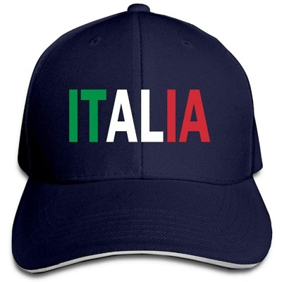 Skullies & Beanies Italia Outdoor Snapback Sandwich Duck Tongue Cap Adjustable Baseball Hat Plain Cap for Men Women - Navy - ...