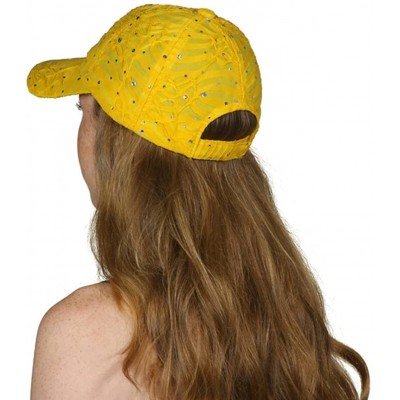 Baseball Caps Womens Sequin Trim Baseball Cap - Yellow - CO11THI9UBX $12.46