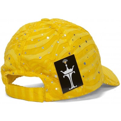 Baseball Caps Womens Sequin Trim Baseball Cap - Yellow - CO11THI9UBX $12.46