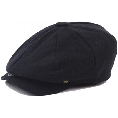Newsboy Caps Linen Newsboy-Hats for Men Gatsby-Cabbie Cap Painter-Driving Hat - Black - CX18NI3RS9W $14.49