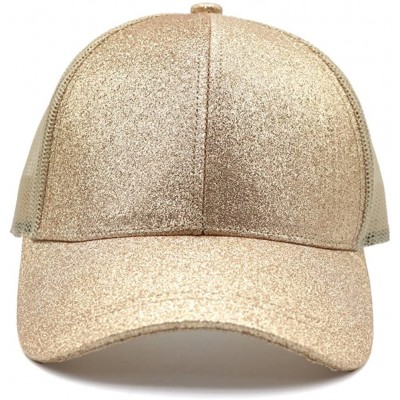 Baseball Caps Ponytail High Buns Ponycaps Baseball Adjustable - Glitter Golden - C818E8ETHNE $8.30