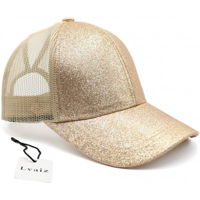 Baseball Caps Ponytail High Buns Ponycaps Baseball Adjustable - Glitter Golden - C818E8ETHNE $8.30