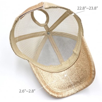 Baseball Caps Ponytail High Buns Ponycaps Baseball Adjustable - Glitter Golden - C818E8ETHNE $8.30