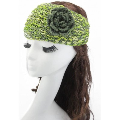 Headbands Elegant Camellia Flower Cable Knit Winter Turban Ear Warmer Headband - Rose Red - CH189R7EXC9 $10.85