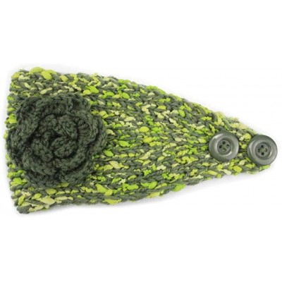 Headbands Elegant Camellia Flower Cable Knit Winter Turban Ear Warmer Headband - Rose Red - CH189R7EXC9 $10.85