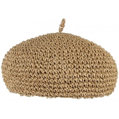 Berets Women Beret Hat Crochet Straw Newsboy Hat Adjustable French Style Fiddler Artist Hat - Khaki - CW18SYO9OL8 $10.06