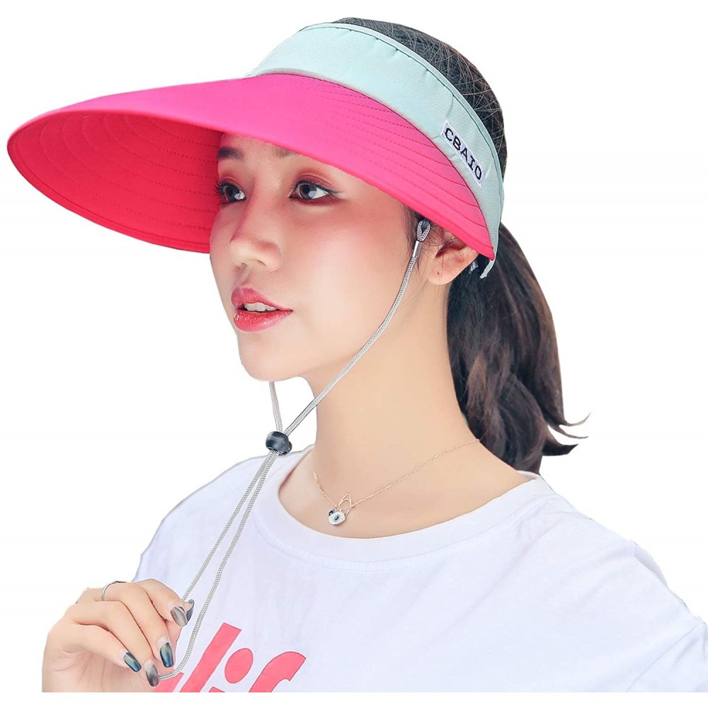 Visors Sun Hat Wide Brim Visor for Women Summer UV Protection Foldable Travle Beach Cap - 5 - CR18GYR89EA $9.01