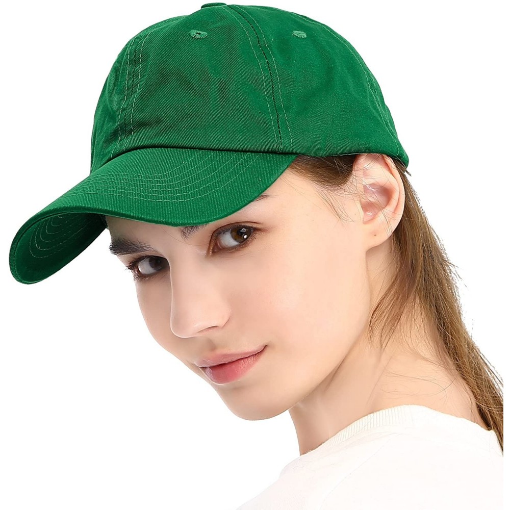 Baseball Caps Unisex Washed Dyed Cotton Adjustable Solid Baseball Cap - Dfh269-bright Green - C818GMC2O8U $9.81