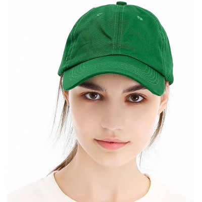 Baseball Caps Unisex Washed Dyed Cotton Adjustable Solid Baseball Cap - Dfh269-bright Green - C818GMC2O8U $9.81