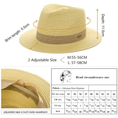 Sun Hats Womens Straw Fedora Brim Panama Beach Havana Summer Sun Hat Party Floppy - 00738_white Blue - CS18S74AO8L $13.85