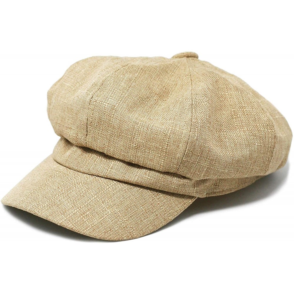 Newsboy Caps Cotton Visor 8 Panel Applejack Cabbie Tweed Newsboy Flat Driving Cap Hat - Khaki - CY18U8YRTWI $15.93