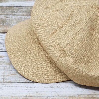 Newsboy Caps Cotton Visor 8 Panel Applejack Cabbie Tweed Newsboy Flat Driving Cap Hat - Khaki - CY18U8YRTWI $15.93