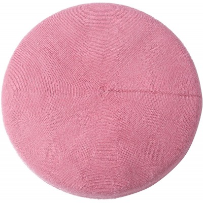 Berets Womens French Beret Hat Reversible Knitted Thickened Warm Cap for Ladies Girls - Pink - C118I6IYQCS $13.87