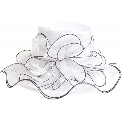 Sun Hats Womens Kentucky Derby Church Dress Wedding Floral Tea Party Hat S056 - White - CC12DBCUXAV $32.96