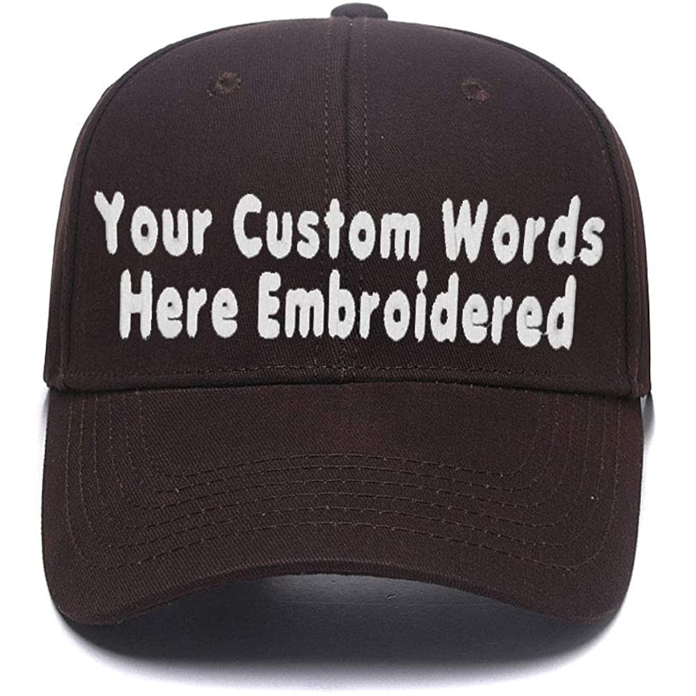 Baseball Caps DIY Embroidered Baseball Hat-Custom Personalized Trucker Cap-Add Text(Single Or Double Line) - Brown - CF18GAW3...