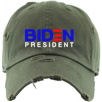 Baseball Caps President Election Embroidered Adjustable Distressed - Olive - CJ1986HMLT3 $20.38