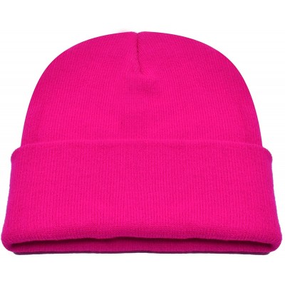Skullies & Beanies Warm Winter Hat Knit Beanie Skull Cap Cuff Beanie Hat Winter Hats for Men - Rose Neon Pink - C812J0HRSG9 $...