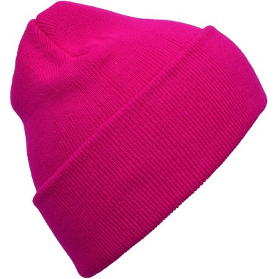 Skullies & Beanies Warm Winter Hat Knit Beanie Skull Cap Cuff Beanie Hat Winter Hats for Men - Rose Neon Pink - C812J0HRSG9 $...
