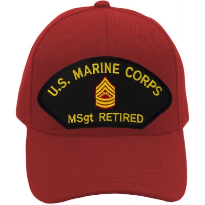 Baseball Caps USMC Master Sergeant Retired Hat/Ballcap (Black) Adjustable One Size Fits Most - Red - CI18OG89ST0 $26.52
