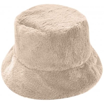 Bucket Hats Winter Bucket NRUTUP Fluffy Windproof - White - CB18Y6KKOAU $12.52