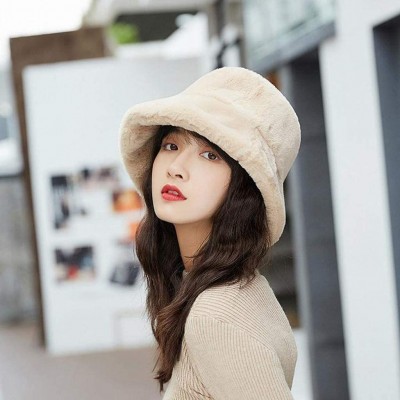 Bucket Hats Winter Bucket NRUTUP Fluffy Windproof - White - CB18Y6KKOAU $12.52