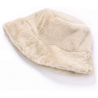 Bucket Hats Winter Bucket NRUTUP Fluffy Windproof - White - CB18Y6KKOAU $12.52