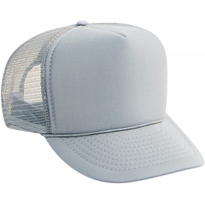 Baseball Caps Polyester Foam Front Solid Color Five Panel High Crown Golf Style Mesh Back Cap - Gray - CQ11TOP068F $12.59