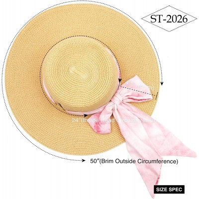 Sun Hats Pull Through Sash Scarf Eyelets Straw Hat Floppy Foldable Roll up Beach Travel Sun Hat (ST-2026-3017-20) - C9194RT75...