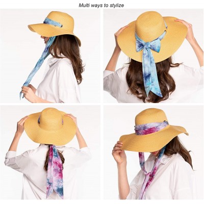 Sun Hats Pull Through Sash Scarf Eyelets Straw Hat Floppy Foldable Roll up Beach Travel Sun Hat (ST-2026-3017-20) - C9194RT75...