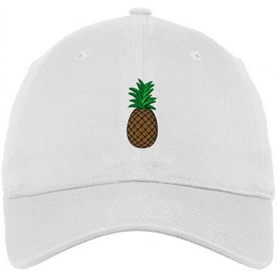 Baseball Caps Custom Soft Baseball Cap Pineapple Embroidery Dad Hats for Men & Women - White - C918SKR8LOE $12.57