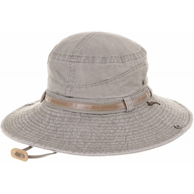 Sun Hats Boonie Bush Hat Wide Brim Faux Leather Band Side Snap DW8340 - Brown - CF12HS7F22F $22.75