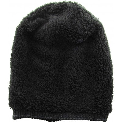Skullies & Beanies Super Warm Slouchy Fleeced Long Beanie Warm Fur Lined Winter Knit Hat Thick Skull Cap - CU18GL6DI68 $9.81