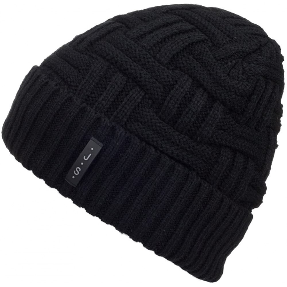 Skullies & Beanies Mens Winter Knitting Wool Warm Hat Daily Slouchy Hats Beanie Skull Cap - Black - CZ1265BJWJJ $17.77